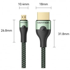Кабель HDMI M - Micro HDMI M, 2.1 м, V2.0 8K 60Гц Aluminum Alloy Type Green Vention