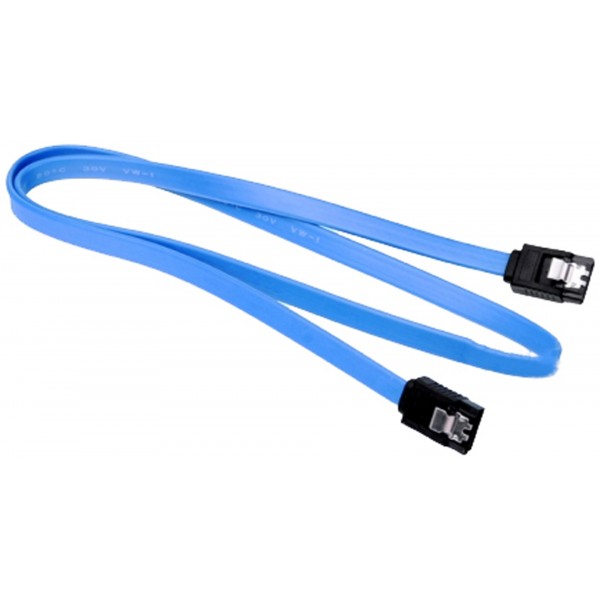 Кабель SATA 3.0 7pin, F/F, 0.4 м, із защіпками, синій