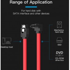 Кабель SATA 3.0 7pin, F/F, 0.5 м, L-конектор, Red Vention