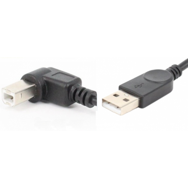 Кабель USB 2.0 AM-BM, 1.0 м, кут 90° наліво, чорний