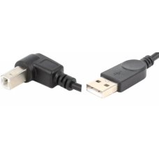 Кабель USB 2.0 AM-BM, 1.0 м, на верх 90° чорний
