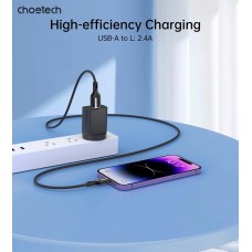 Кабель USB 2.0 AM-Lightning M, 1.0м, чорний Choetech