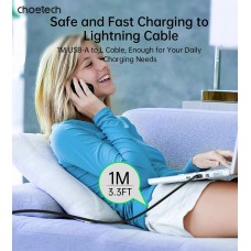 Кабель USB 2.0 AM-Lightning M, 1.0м, чорний Choetech