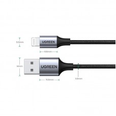 Кабель USB 2.0 AM-Lightning M, 1.0м, чорний, US199 UGREEN