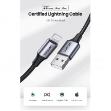 Кабель USB 2.0 AM-Lightning M, 1.0м, чорний, US199 UGREEN