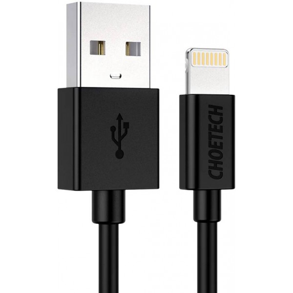 Кабель USB 2.0 AM-Lightning M, 1.2м, чорний, MFi Choetech