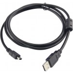 Кабель USB 2.0 AM-mini BM 5pin, 1.8 м, з феритом, чорний Кабель USB 2.0 AM-mini BM 5pin, 1.8 м, з феритом, чорний