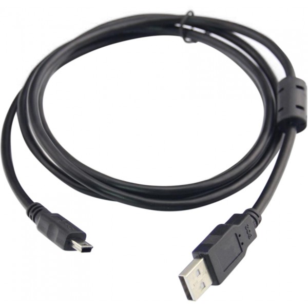 Кабель USB 2.0 AM-mini BM 5pin, 1.8 м, з феритом, чорний