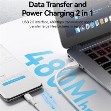 Кабель USB 2.0 AM-Type-C M, 1 м, 18W білий Vention