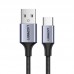 Кабель USB 2.0 AM-Type-C M, 1 м, 3.0A, 60W Nickel Plating Aluminum Braid Чорний, US288 UGREEN