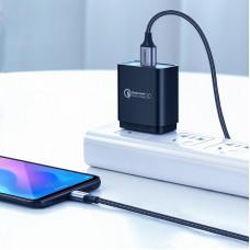 Кабель USB 2.0 AM-Type-C M, 1 м, 3.0A, 60W Nickel Plating Aluminum Braid Чорний, US288 UGREEN