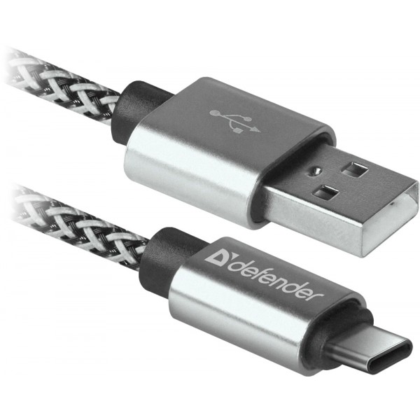 Кабель USB 2.0 AM-Type-C M, 1.0 м, білий, 09-03T PRO Defender