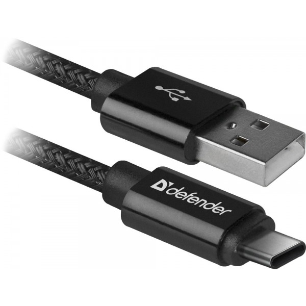 Кабель USB 2.0 AM-Type-C M, 1.0 м, чорний, 09-03T PRO Defender