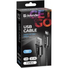 Кабель USB 2.0 AM-Type-C M, 1.0 м, чорний, 09-03T PRO Defender Кабель USB 2.0 AM-Type-C M, 1.0 м, чорний, 09-03T PRO Defender