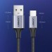 Кабель USB 2.0 AM-Type-C M, 3 м, 60W Nickel Plating Aluminum Braid Чорний, US288 UGREEN