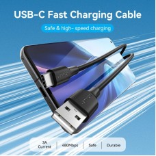 Кабель USB 2.0 AM-Type-C M, 3.0м, 60W PVC чорний Vention Кабель USB 2.0 AM-Type-C M, 3.0м, 60W PVC чорний Vention