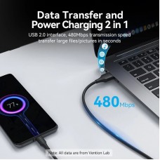 Кабель USB 2.0 AM-Type-C M, 3.0м, 60W PVC чорний Vention Кабель USB 2.0 AM-Type-C M, 3.0м, 60W PVC чорний Vention