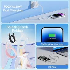 Кабель USB 2.0 Type-C M-Lightning M, 1.0м, PD 27W, PVC, голубий Vention