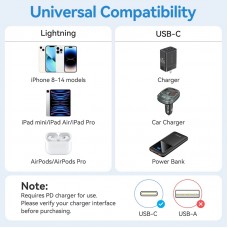 Кабель USB 2.0 Type-C M-Lightning M, 1.0м, PD 27W, PVC, голубий Vention