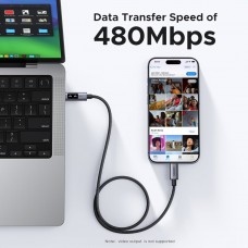 Кабель USB 2.0 Type-C M-M, 1 м, 100W, 5A （480Mbps）Smart display Чорний, L509 UGREEN