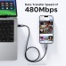 Кабель USB 2.0 Type-C M-M, 1 м, 100W, 5A （480Mbps）Smart display Чорний, L509 UGREEN