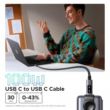Кабель USB 2.0 Type-C M-M, 1 м, 100W, 5A （480Mbps）Smart display Чорний, L509 UGREEN