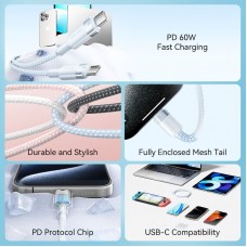 Кабель USB 2.0 Type-C M-M, 1.0м 60W aluminum alloy, білий Vention