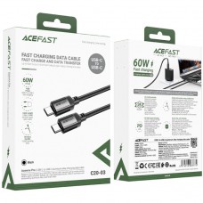 Кабель USB 2.0 Type-C M-M, 1.2 м, 60W aluminum alloy Black, C20-03 Acefast Кабель USB 2.0 Type-C M-M, 1.2 м, 60W aluminum alloy Black, C20-03 Acefast