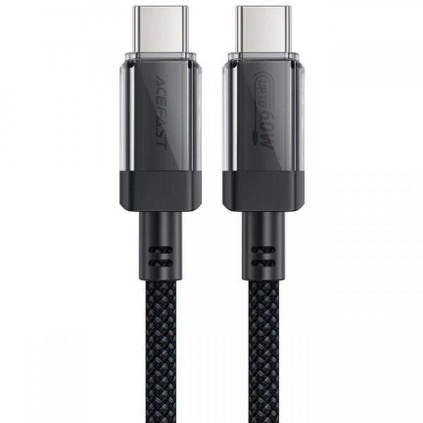 Кабель USB 2.0 Type-C M-M, 1.2 м, 60W stainless steel Black, C12-03 Acefast
