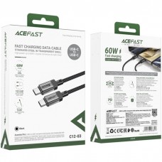 Кабель USB 2.0 Type-C M-M, 1.2 м, 60W stainless steel Black, C12-03 Acefast Кабель USB 2.0 Type-C M-M, 1.2 м, 60W stainless steel Black, C12-03 Acefast