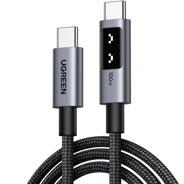 Кабель USB 2.0 Type-C M-M, 2 м, 100W, 5A （480Mbps）Smart display Чорний, L509 UGREEN