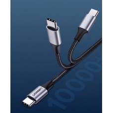Кабель USB 2.0 Type-C M-M, 2 м, 60W Чорний, Round Cable Nickel Plating Aluminum Shell US261 UGREEN