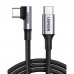 Кабель USB 2.0 Type-C M-M, 2 м, 90°, 100W Чорний, Aluminium Braid US334 UGREEN