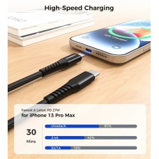 Кабель USB 3.1 Type-C M-Lightning M, 1.0м, чорний, 27W PD, Choetech