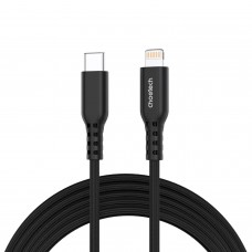 Кабель USB 3.1 Type-C M-Lightning M, 1.8м, чорний, 20W, MFi PD, обплетення, чорний Choetech
