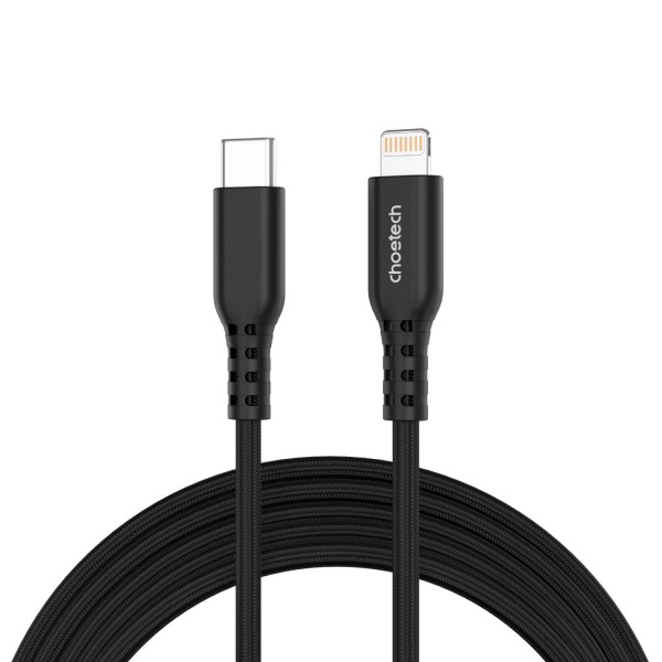 Кабель USB 3.1 Type-C M-Lightning M, 1.8м, чорний, 20W, MFi PD, обплетення, чорний Choetech