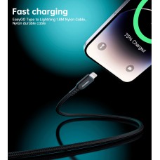 Кабель USB 3.1 Type-C M-Lightning M, 1.8м, чорний, 20W, MFi PD, обплетення, чорний Choetech