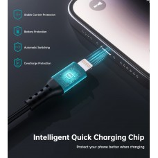 Кабель USB 3.1 Type-C M-Lightning M, 1.8м, чорний, 20W, MFi PD, обплетення, чорний Choetech