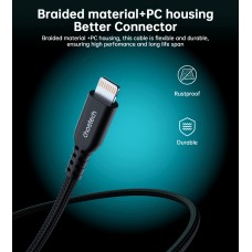Кабель USB 3.1 Type-C M-Lightning M, 1.8м, чорний, 20W, MFi PD, обплетення, чорний Choetech
