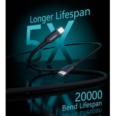 Кабель USB 3.1 Type-C M-Lightning M, 1.8м, чорний, 20W, MFi PD, обплетення, чорний Choetech