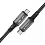 Кабель USB 4.0 Type-C M-M, 1 м 240W, Thunderbolt 3/4 compatible, C1-09 Black-grey Acefast