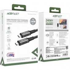 Кабель USB 4.0 Type-C M-M, 1 м 240W, Thunderbolt 3/4 compatible, C1-09 Black-grey Acefast Кабель USB 4.0 Type-C M-M, 1 м 240W, Thunderbolt 3/4 compatible, C1-09 Black-grey Acefast