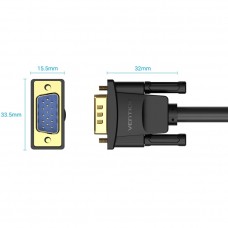 Кабель VGA 15M-15M, 1.5м, з ферритами, чорний Vention