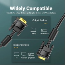Кабель VGA 15M-15M, 25.0 м, з ферритами, чорний Vention
