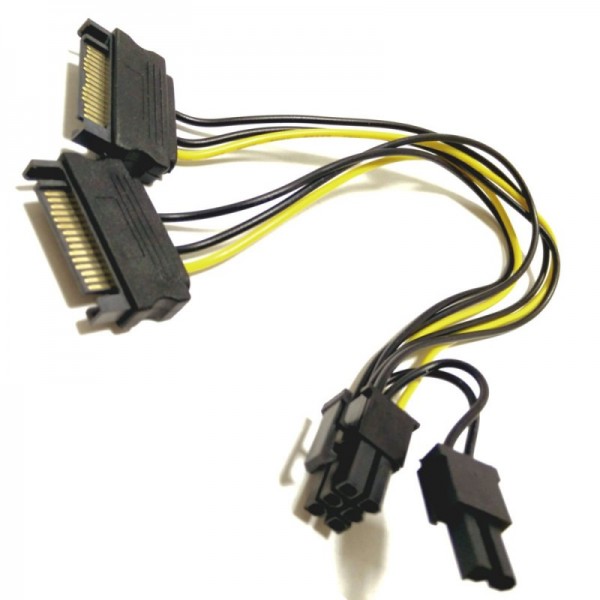 Кабель живлення для відеокарти  6+2-pin Male - 2 x SATA Male