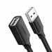 Кабель продовжувач USB 2.0 AM-AF, 3м, Nickel Plating Extension Cable Чорний, US103 UGREEN