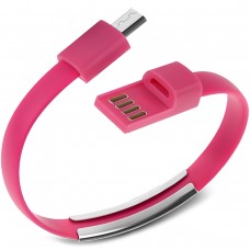 Кабель-браслет micro USB 2.0, рожевий RTL