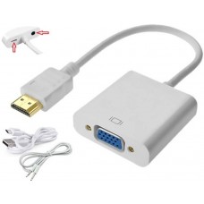 Перехідник HDMI M -> VGA F (з аудіо інтерфейсом) додаткове живлення micro USB білий RTL