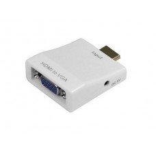 Перехідник HDMI M -> VGA F (з аудіо інтерфейсом) додаткове живлення micro USB, білий RTL