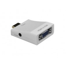 Перехідник HDMI M -> VGA F (з аудіо інтерфейсом) додаткове живлення micro USB, білий RTL